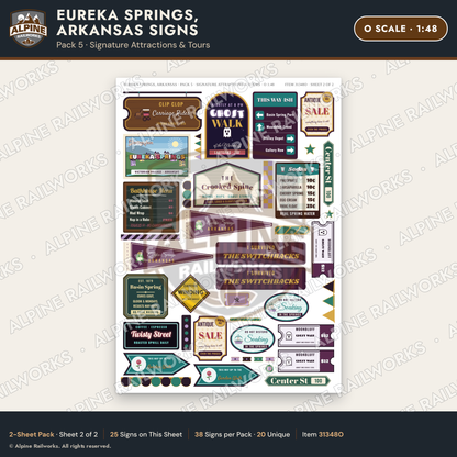 Alpine Railworks 31348O O Scale Eureka Springs Signs - Attractions