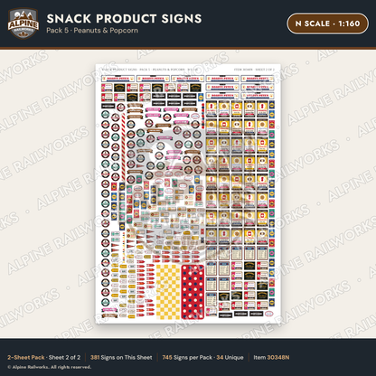 Alpine Railworks 30348N N Scale Snack Product Signs - Peanuts