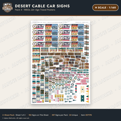 Alpine Railworks 30717N N Scale Tourist Signs - Desert Cable Car