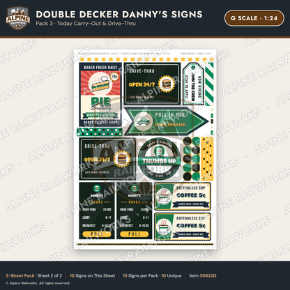 Alpine Railworks 30622G G Scale Restaurant Signs - Family Diner