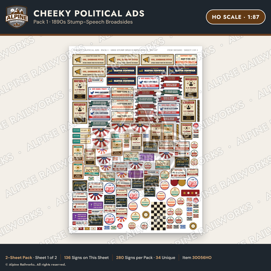 Alpine Railworks 30056HO HO Scale Cheeky Political Ads