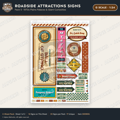 Alpine Railworks 30090G G Scale Roadside Attractions Signs