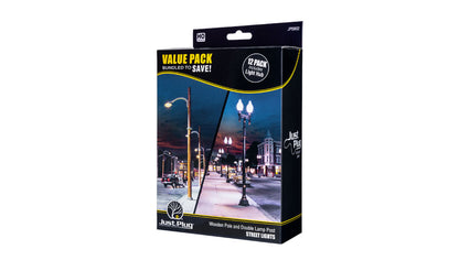 Woodland Scenics JP5902 HO Scale Wooden Pole & Double Lamp Post Value
