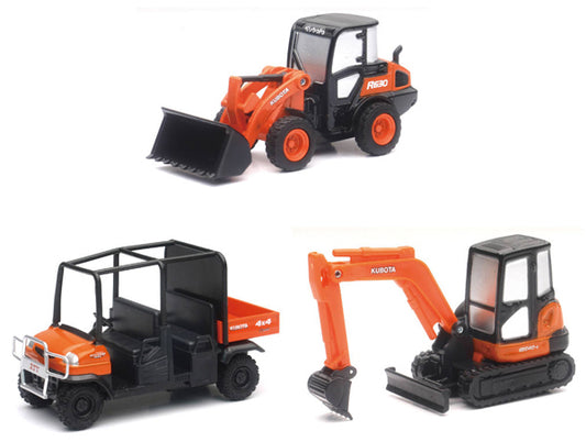 New Ray AS-33277-SET Kubota Pull-Back Vehicle 3-Piece Set