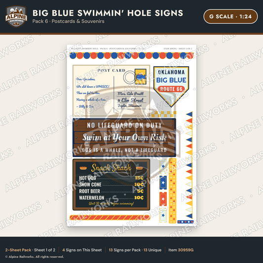Alpine Railworks 30959G G Scale Roadside Attraction Signs - Blue Whale