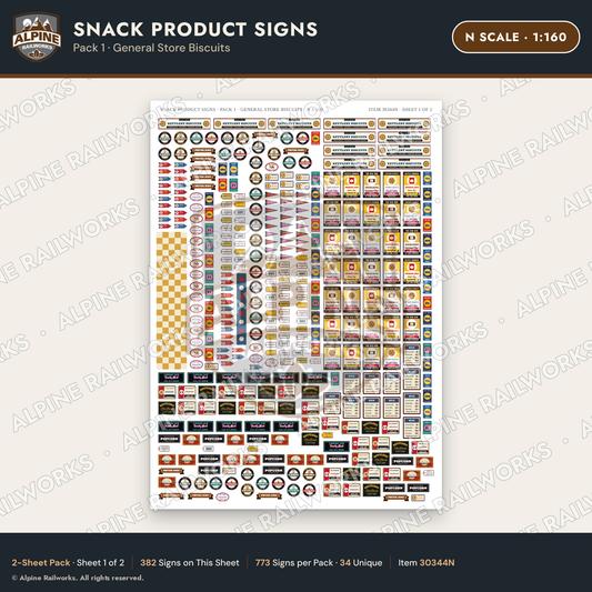 Alpine Railworks 30344N N Scale Snack Product Signs