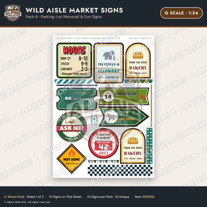 Alpine Railworks 30553G G Scale Roadside Signs - Jungle Grocery Store
