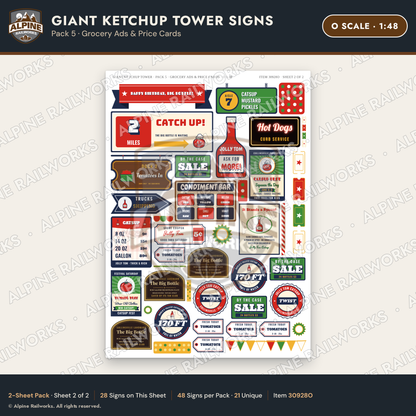 Alpine Railworks 30928O O Scale Roadside Signs - Ketchup Bottle Tower