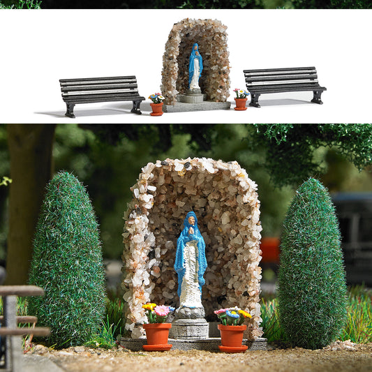 Busch 1095 HO Scale Lourdes Grotto w/Virgin Mary Kit