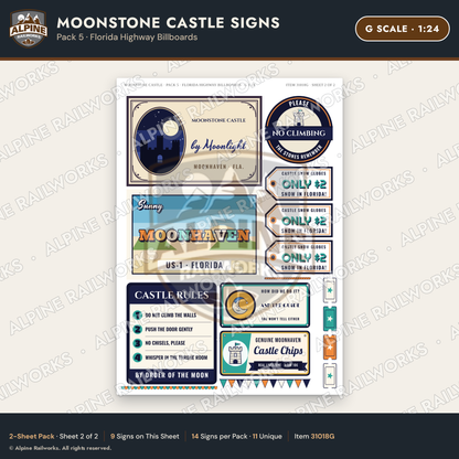 Alpine Railworks 31018G G Scale Roadside Signs - Stone Castle