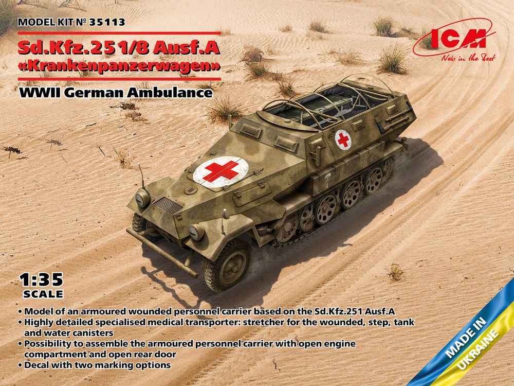 ICM Models 35113 1/35 WWII German SdKfz 251/8 Ausf A Krankenpanzerwagen Ambulanc