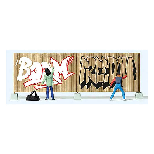 preiser 10334 ho scale graffiti artists 2 figures fence