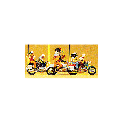 preiser 25102 ho scale motorcyclists tv press