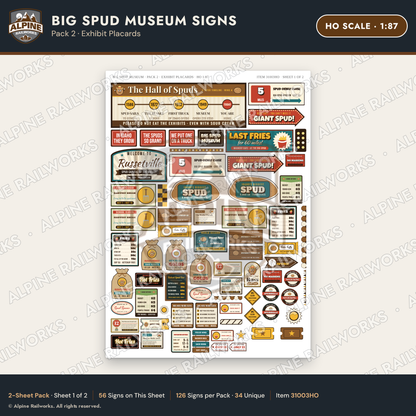 Alpine Railworks 31003HO HO Scale Roadside Signs - Potato Museum