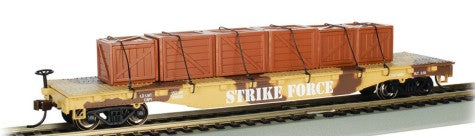 Bachmann 18934 HO 52' Flatcar w/Crates (Desert Camo)