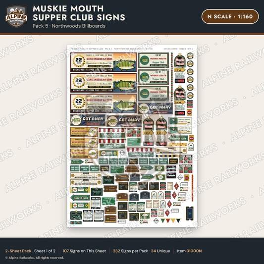 Alpine Railworks 31000N N Scale Roadside Attraction Signs - Giant Fish