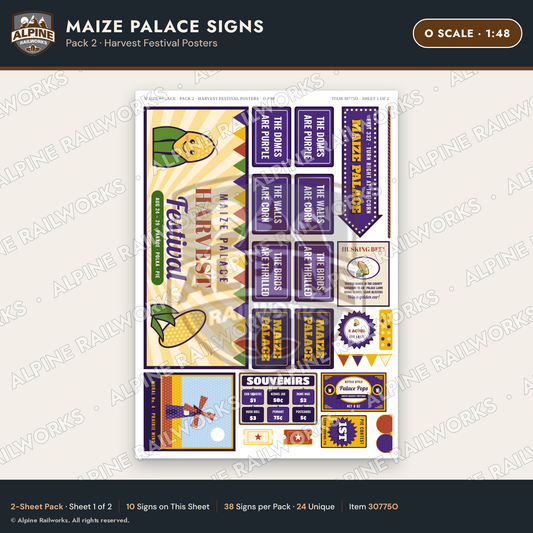 Alpine Railworks 30775O O Scale Roadside Signs - Corn Palace