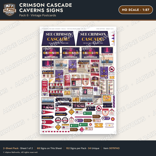Alpine Railworks 30797HO HO Scale Roadside Attraction Signs - Caverns