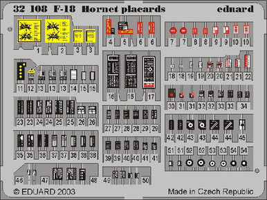 Eduard 32508 1/32 F-18 Placard Set for ACY (Pre-Painted)