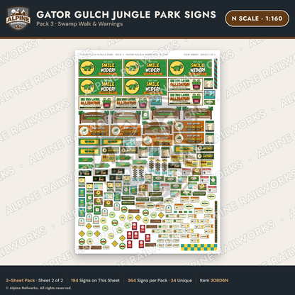 Alpine Railworks 30806N N Scale Roadside Signs - Alligator Park