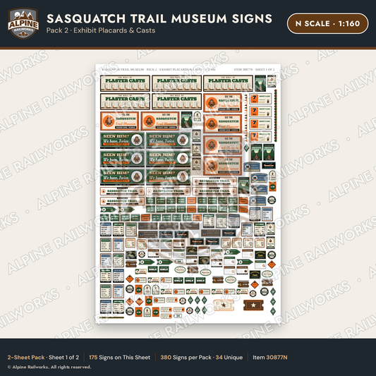 Alpine Railworks 30877N N Scale Roadside Signs - Bigfoot Museum