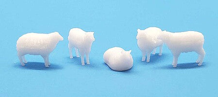 All Scale Miniatures 1600963 N Scale Sheep -- Unpainted (5)