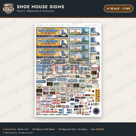 Alpine Railworks 30905N N Scale Roadside Attraction Signs - Shoe House
