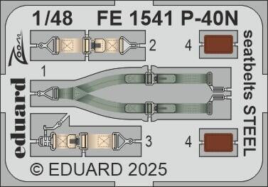 Eduard FE1541 1/48 P-40N Seatbelts STEEL