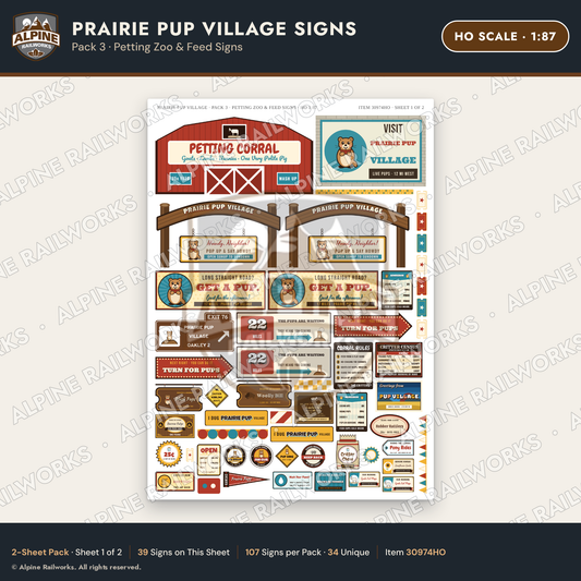 Alpine Railworks 30974HO HO Scale Roadside Signs - Prairie Dog Town