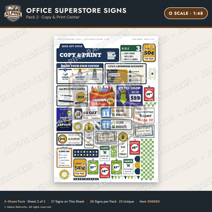 Alpine Railworks 30669O O Scale Office Superstore Signs - Copy