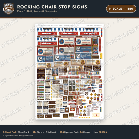 Alpine Railworks 30986N N Scale Roadside Signs - Giant Rocking Chair