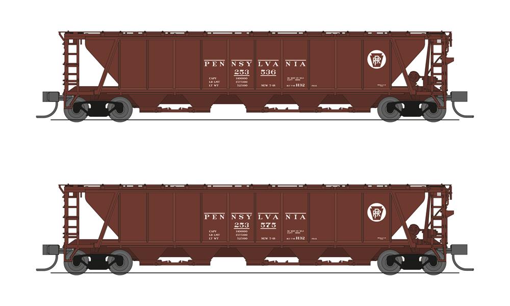 Broadway Limited 7250 N H32 Cvd Hopper Prr 2Pk A Red