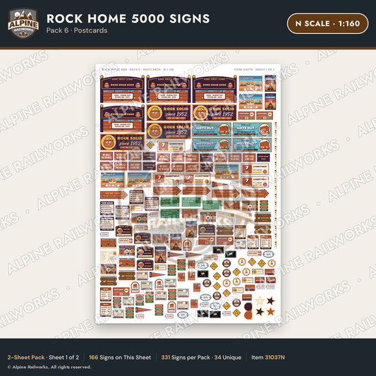 Alpine Railworks 31037N N Scale Roadside Signs - Cliff Rock House