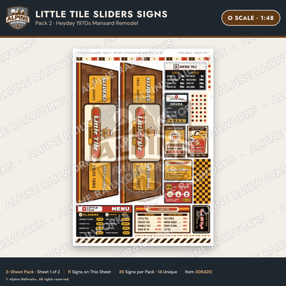 Alpine Railworks 30642O O Scale Fast Food Signs - Slider Burgers