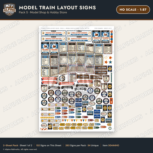 Alpine Railworks 30444HO HO Scale Model Train Layout Signs