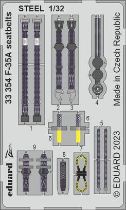 Eduard 33354 1/32 F-35A Seatbelts Steel for Trumpeter