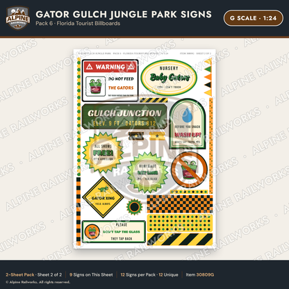 Alpine Railworks 30809G G Scale Roadside Signs - Alligator Park