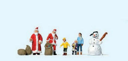 Preiser 79226 N Scale Christmas Figures 2 Santas, Children, Snowman
