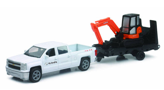 New Ray SS-34223 1/43 Scale Kubota Kx040 Mini Excavator On Trailer