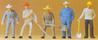Preiser 14017 HO Scale Railroad Personnel Track Workers pkg(6)