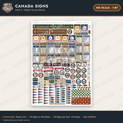 Alpine Railworks 30381HO HO Scale Canada Signs - Maple Syrup Shack