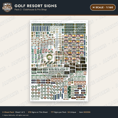 Alpine Railworks 30255N N Scale Golf Resort Signs - Clubhouse