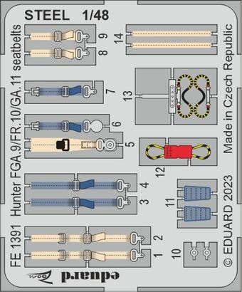Eduard FE1391 1/48 Hunter FGA.9/FR.10/GA.11 Seatbelts STEEL