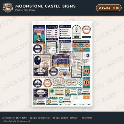 Alpine Railworks 31017O O Scale Roadside Signs - Stone Castle
