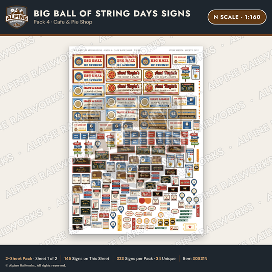 Alpine Railworks 30831N N Scale Roadside Signs - Giant Ball of Twine