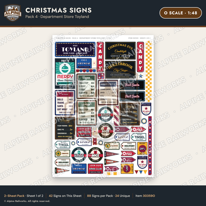Alpine Railworks 30359O O Scale Christmas Signs