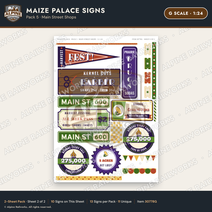 Alpine Railworks 30778G G Scale Roadside Signs - Corn Palace