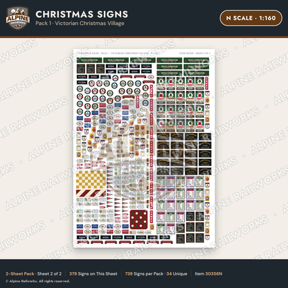 Alpine Railworks 30356N N Scale Christmas Signs