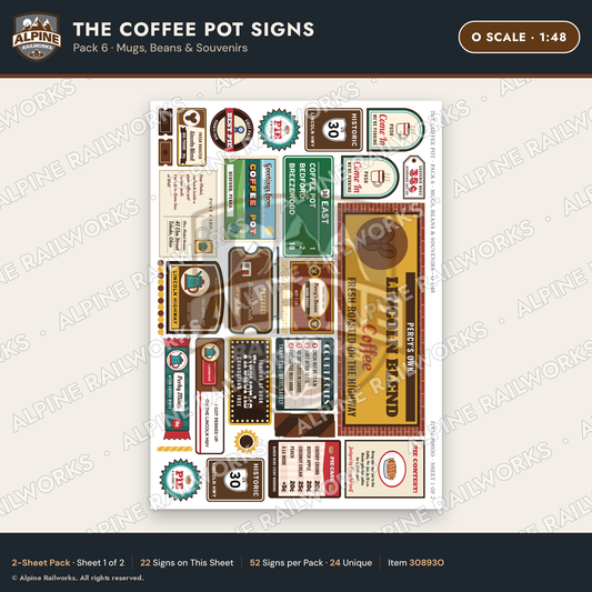 Alpine Railworks 30893O O Scale Roadside Signs - Coffee Pot Diner