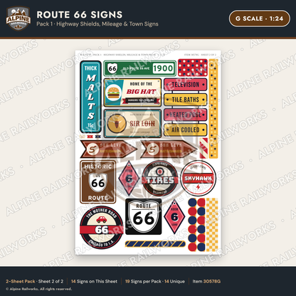Alpine Railworks 30578G G Scale Route 66 Highway Signs